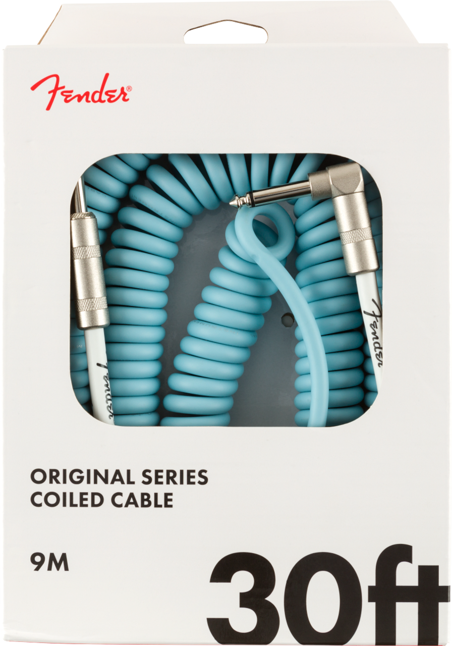 Original Series Coil Cable, Straight-Angle, 30', Daphne Blue