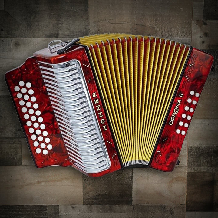 The Hohner Corona II Classic G/C/F Red Accordion delivers rich tone, smooth playability, and traditional styleâ€”perfect for Tex-Mex, NorteÃ±o, and Folk players.