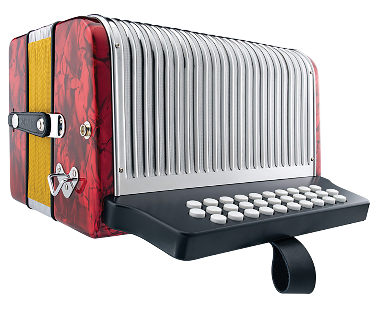 The Hohner Corona II Classic G/C/F Red Accordion delivers rich tone, smooth playability, and traditional styleÃ¢â‚¬â€perfect for Tex-Mex, NorteÃƒÂ±o, and Folk players.