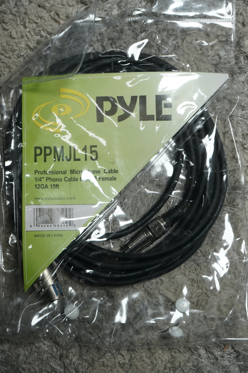 Pyle PPMJL15 15ft. Professional Microphone Cable 1/4'' Male to XLR Female