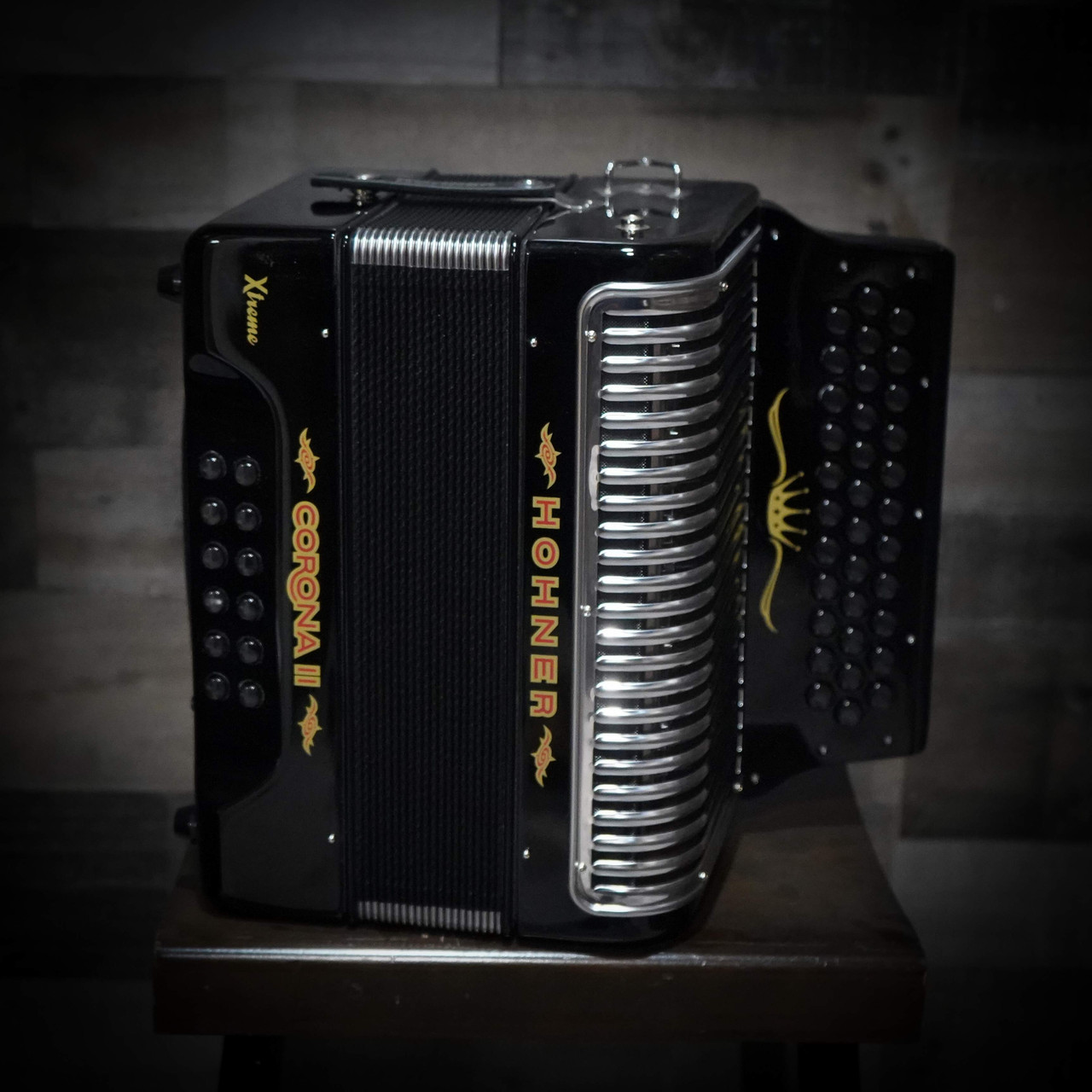 Hohner Corona II XTREME FBbEb Accordion - Jet Black (CXFB
