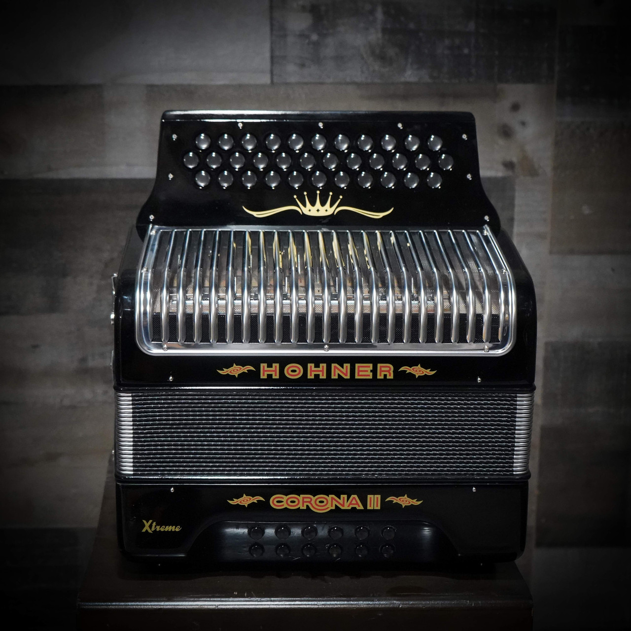Hohner Corona II XTREME FBbEb Accordion - Jet Black (CXFB
