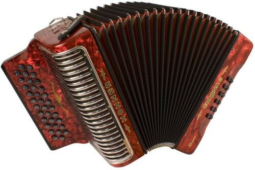 The Hohner Corona II XTREME FBbEb diatonic accordion in pearl red (CXFR) delivers powerful projection and fast response, ideal for norteÃ±o and conjunto styles. Available at Musician Madness.
