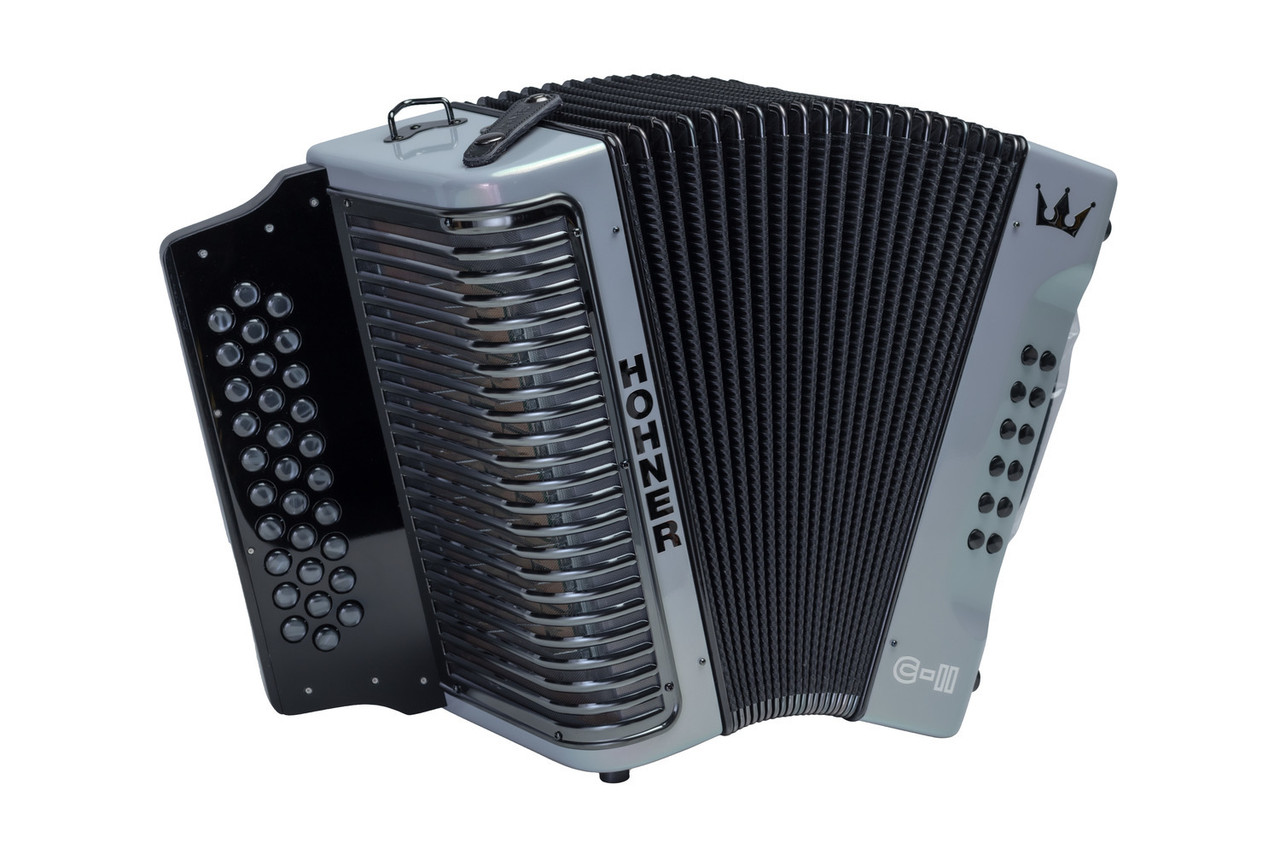 Shop the Hohner Corona C-II GCF Accordion in Silver Rainbow (C-II GCF SVRB) at Musician Madness. Classic diatonic tone, iconic look, and pro performance.