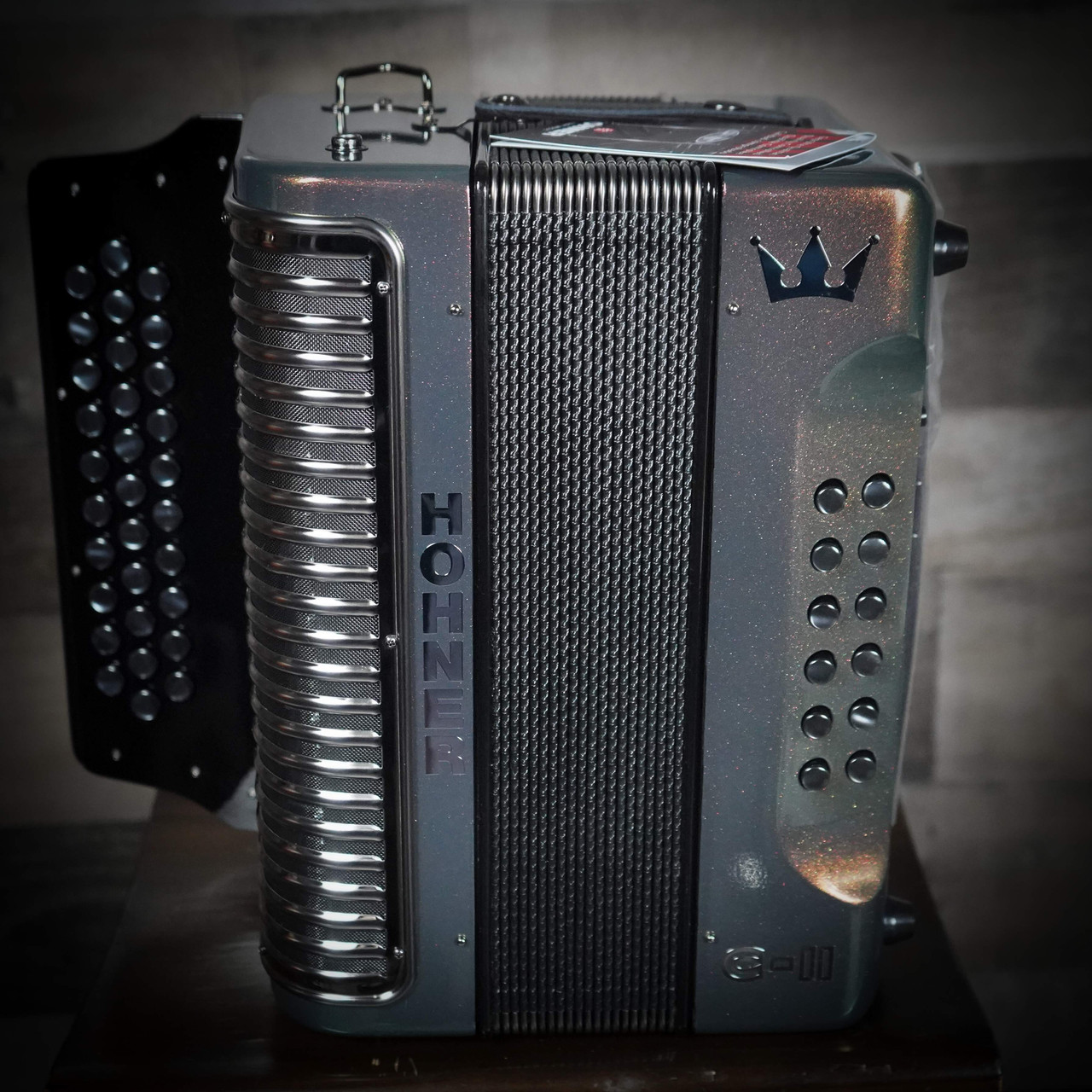 The Hohner Corona C-II Accordion delivers iconic tone and style. FBbEb key, Green-to-Gold finish, durable designâ€”perfect for NorteÃ±o, Tex-Mex & more.