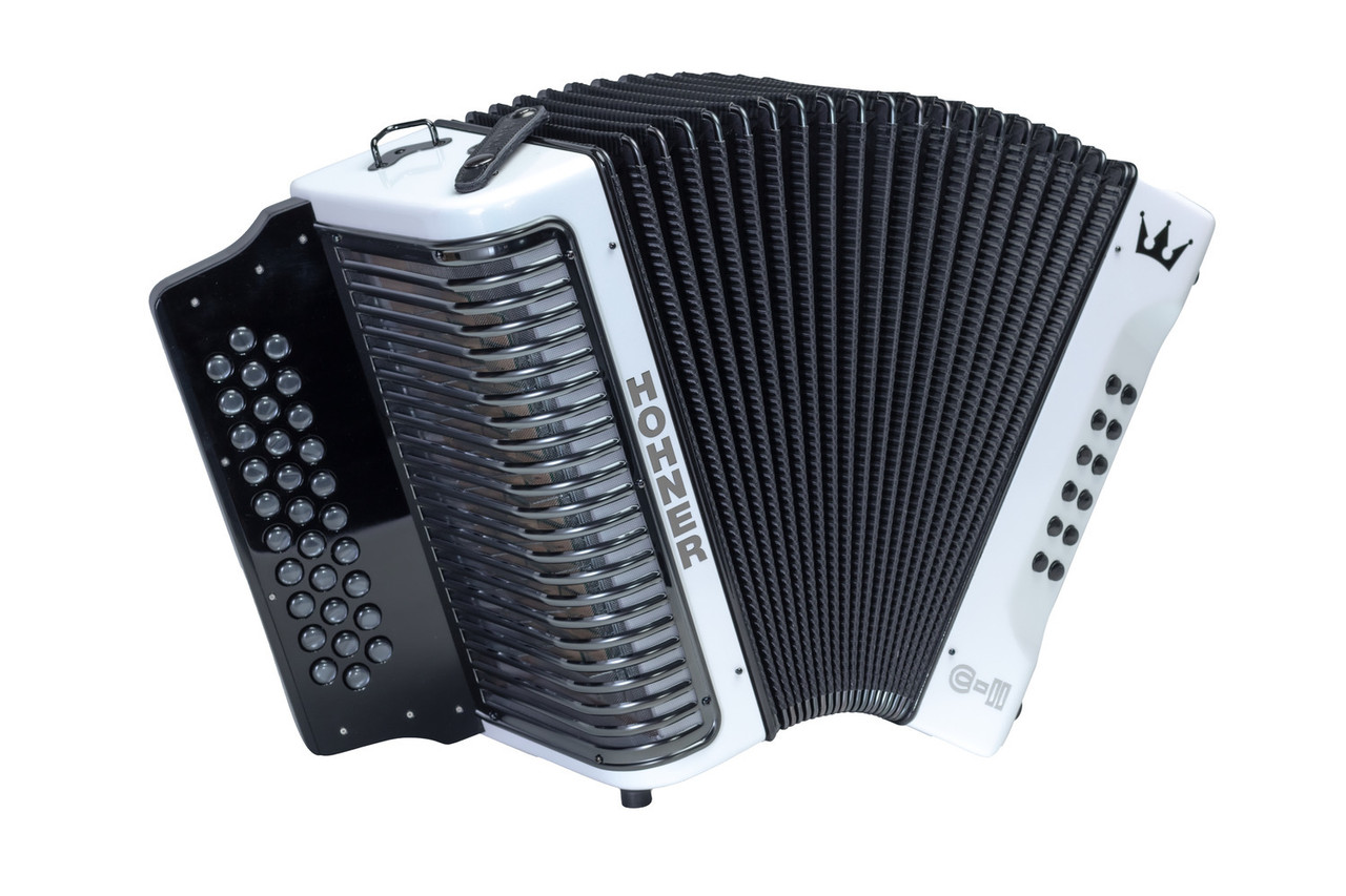 The Hohner Corona C-II FBbEb White Rainbow Accordion delivers radiant style and rich tone. Perfect for Tex-Mex, NorteÃƒÂ±o, and Cumbia players seeking premium sound.