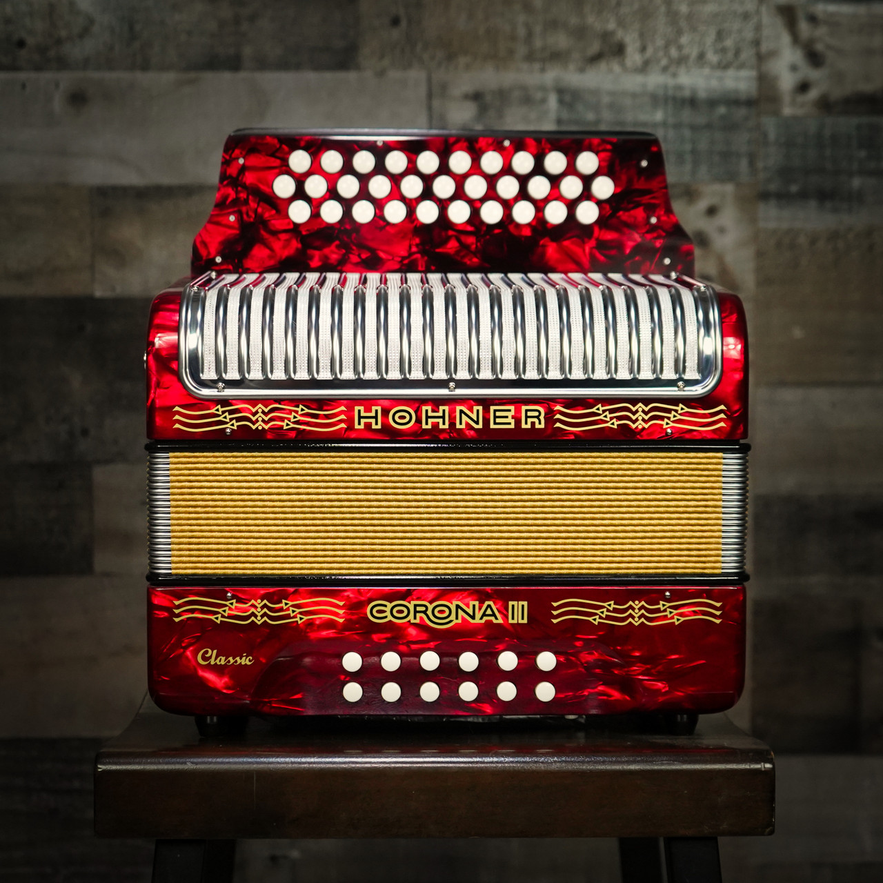 Hohner Corona II Classic GCF Accordion - Pearl Red | Musician Madness