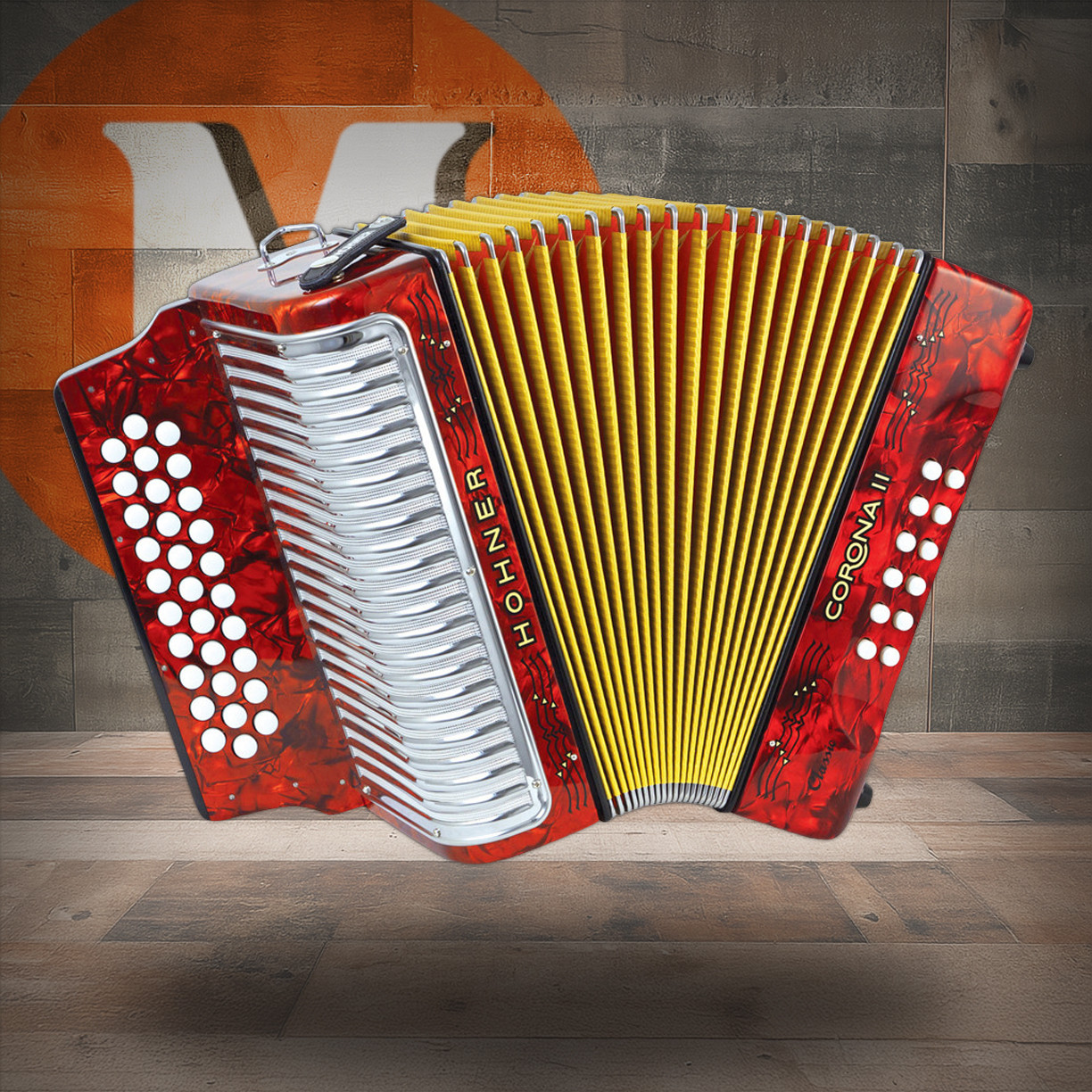 Hohner Corona II Classic GCF Accordion - Pearl Red | Musician Madness