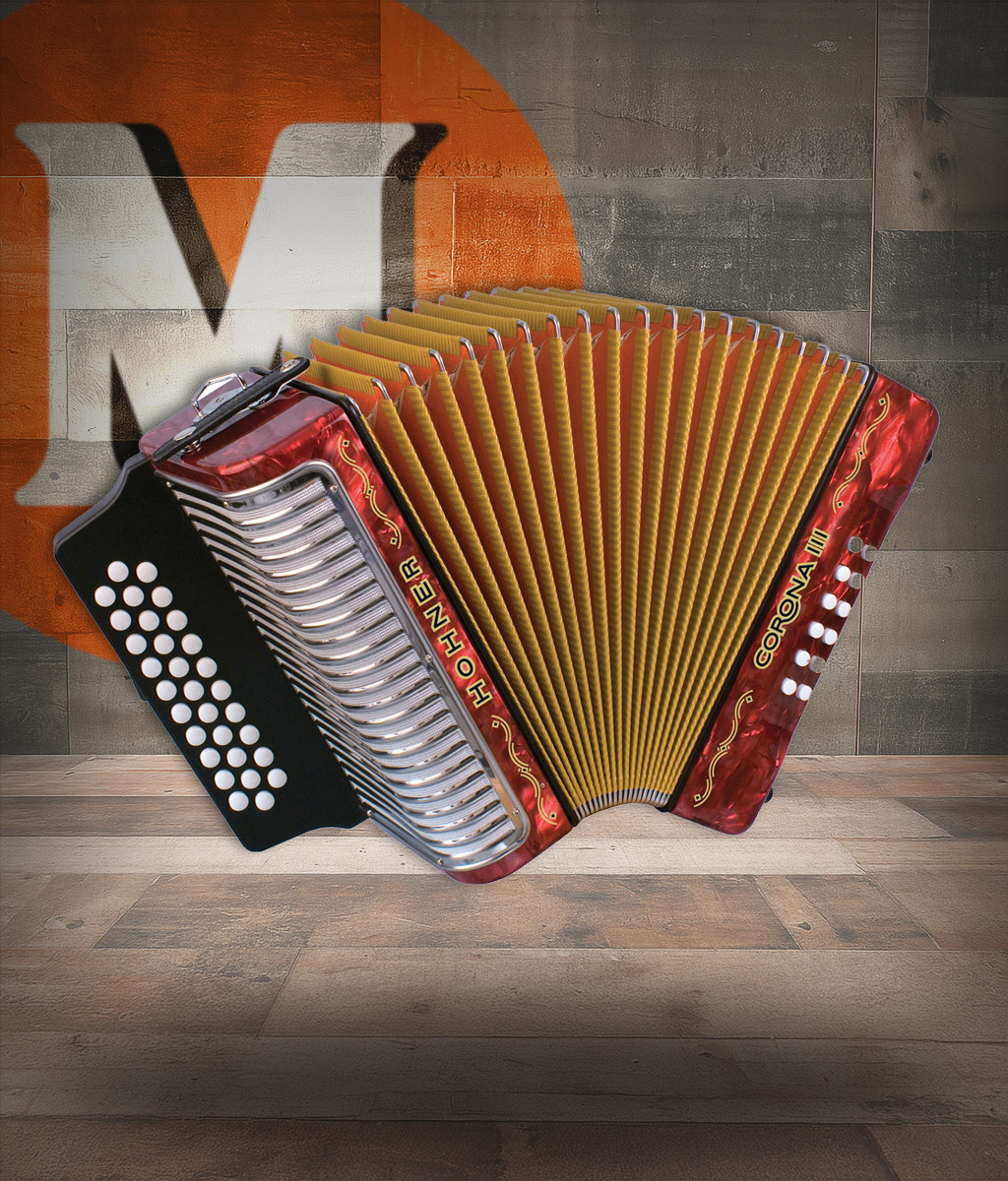 Shop the Hohner Corona III BbEbAb Accordion in Red (CORIIIBR) at Musician Madness. Powerful diatonic tone, classic Corona feel, and stage-ready performance.