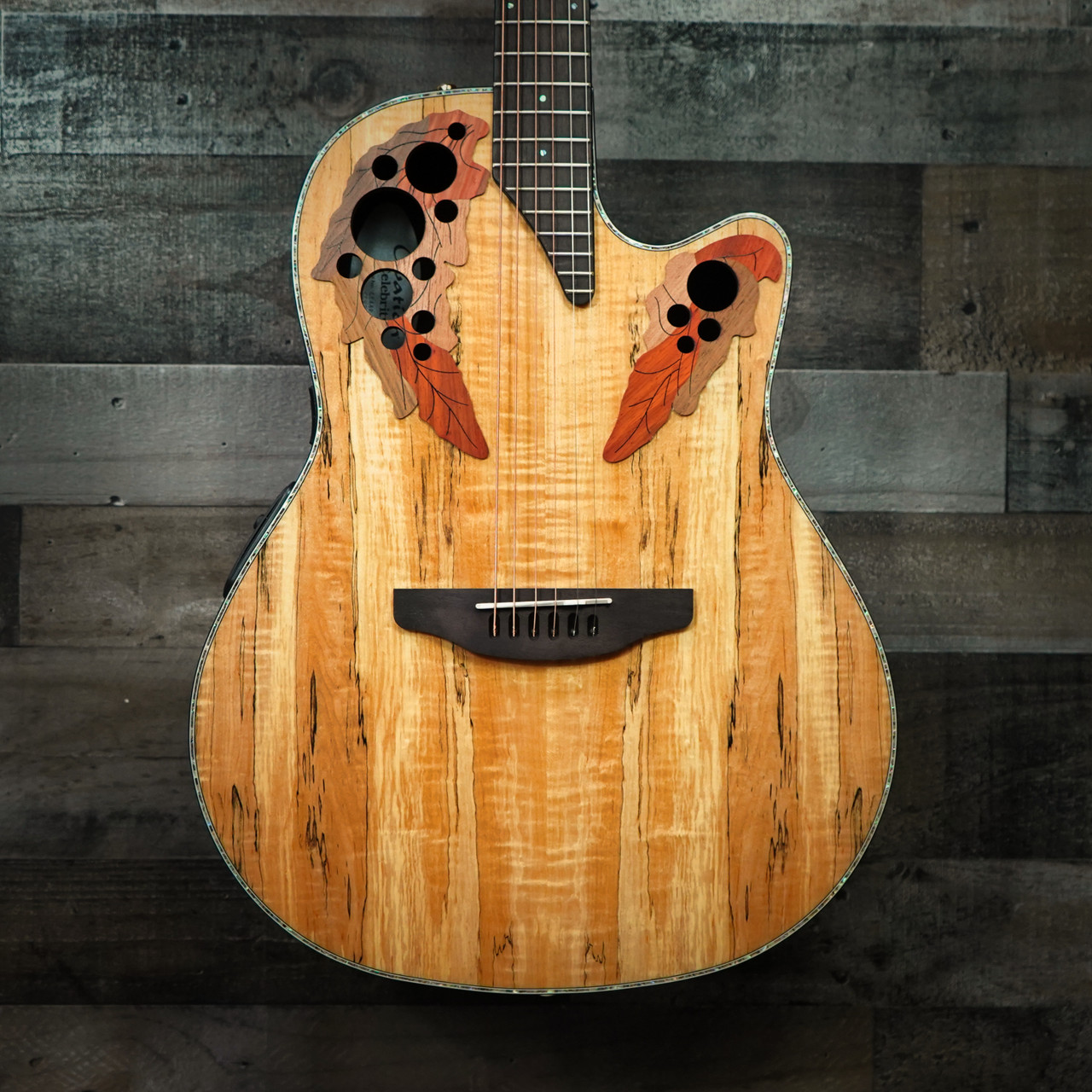 Ovation CE44P-SM-G Celebrity Elite Spalted Maple Acoustic Guitar Mid Bowl