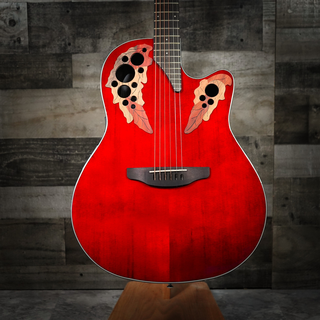 Ovation CE44-RR-G Celebrity Elite Ruby Red Acoustic Guitar Mid Bowl