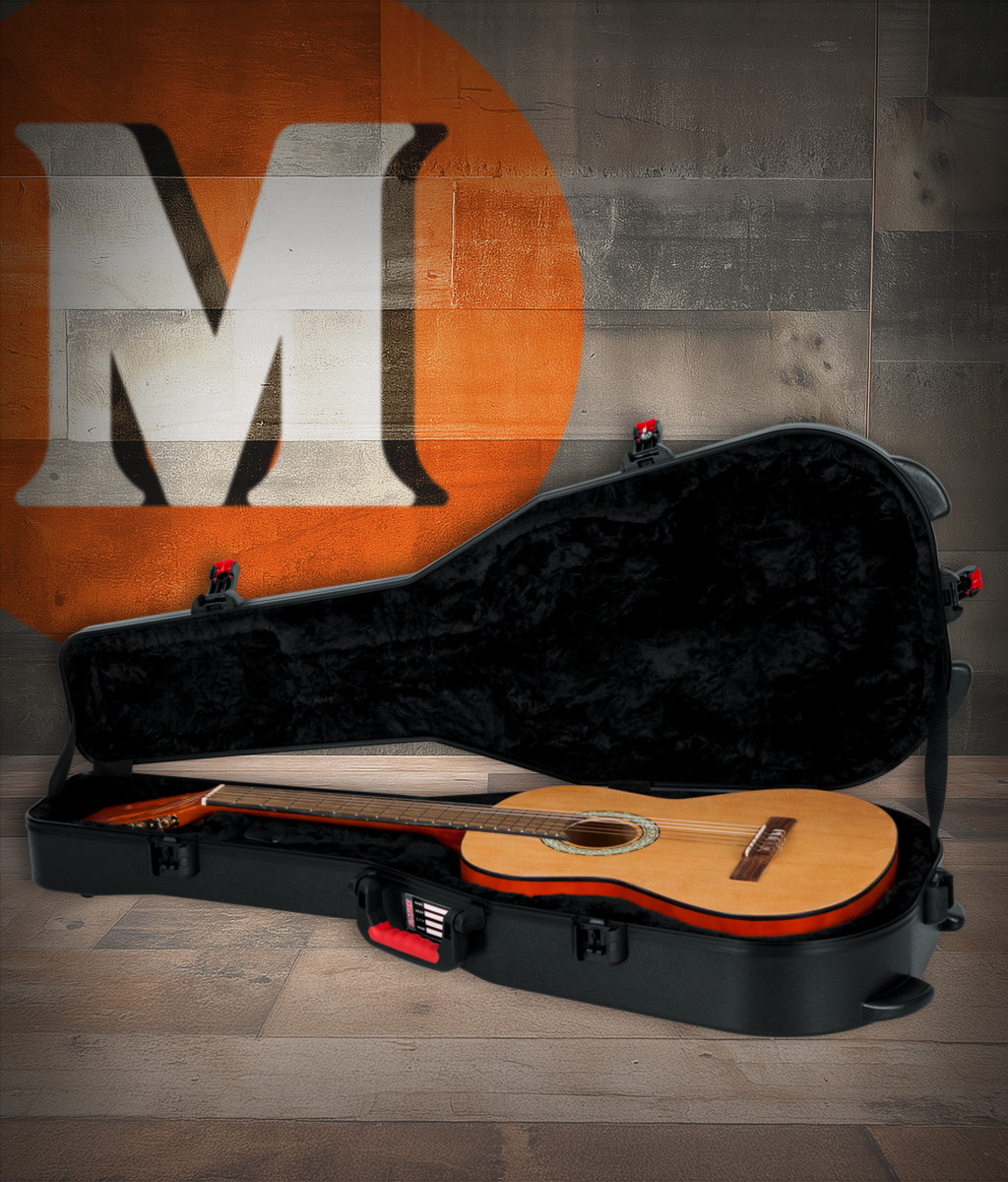 Gator GTR-CLASS ATA Molded Classical Guitar Case featuring a rugged ATA-grade exterior, plush padded interior, reinforced latches, and form-fit protection designed for standard classical guitars.