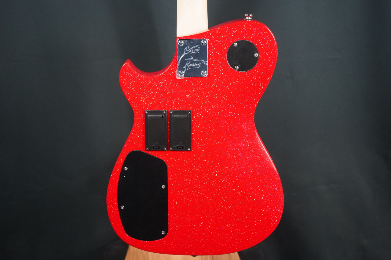 Cort Manson MBM-1 Electric Guitar in Red Santa finish â€“ signature model featuring integrated Kaoss Pad, Sustainiac pickup system, and ergonomic modern body design