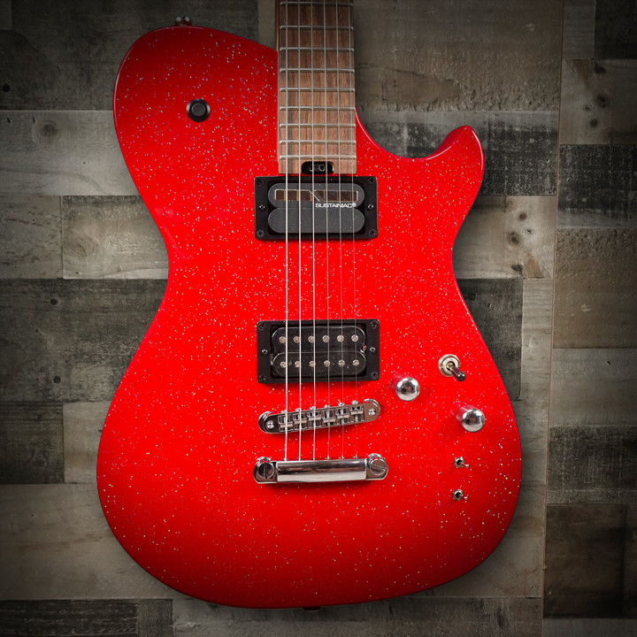 Cort Manson Matt Bellamy Red Santa Electric Guitar – signature model featuring Sustainiac pickup, sleek red finish, and Manson-designed body with modern tone controls