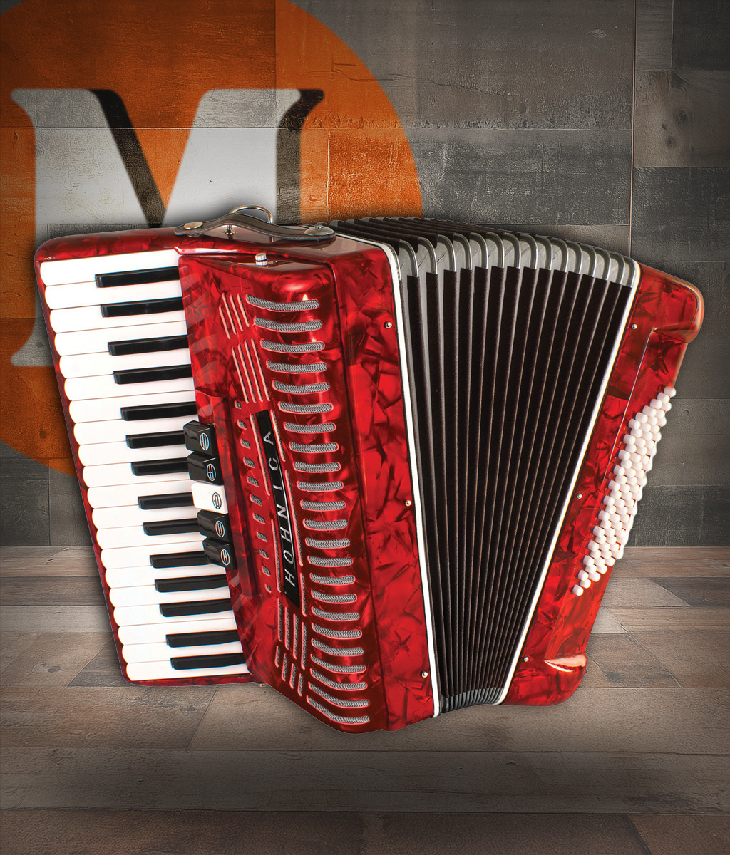 ハノン Hohner Hohnica 1305 72-Bass Accordion - Pearl Red | Musician Madness