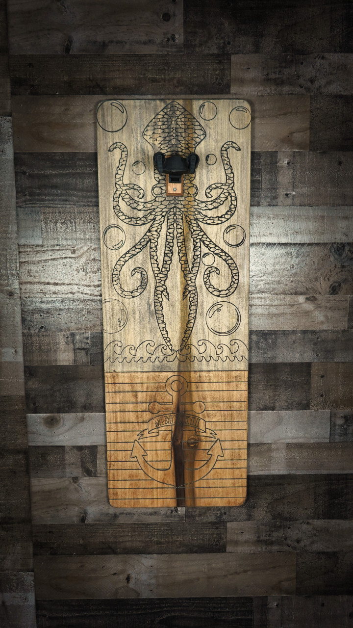 Guitar Chopps "Awaken The Kraken" Wood Mountable Wall Art Guitar Hanger