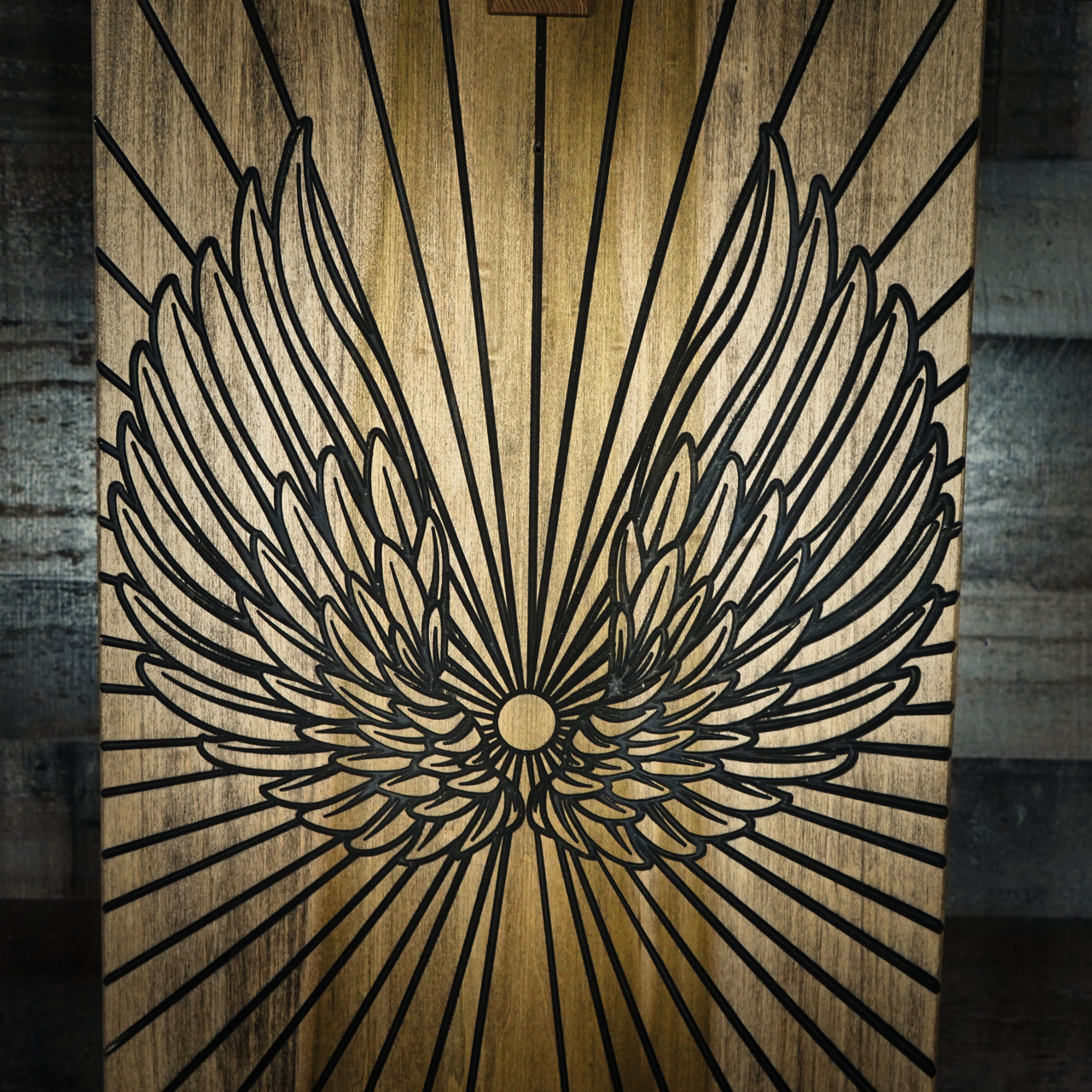 Guitar Chopps "Icarus Dream" Wood Mountable Wall Art Guitar Hanger and IR Lock Gun Case | Musician Madness