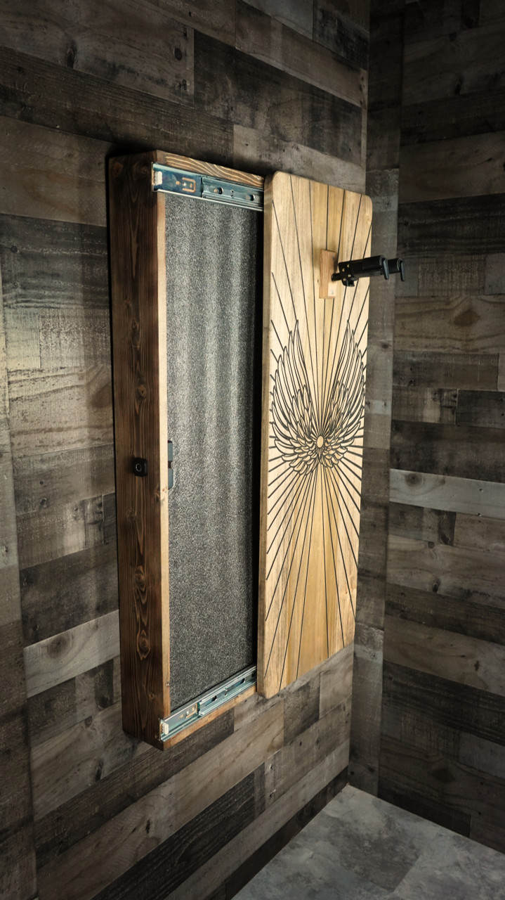 Guitar Chopps "Icarus Dream" Wood Mountable Wall Art Guitar Hanger and IR Lock Gun Case | Musician Madness