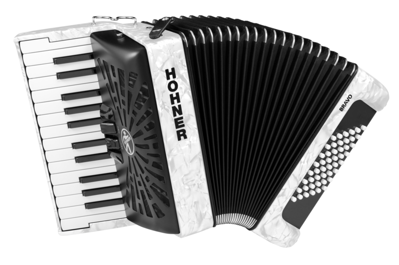 Hohner Bravo II 48 Accordion - Pearl White  (BR48WH) | Musician Madness