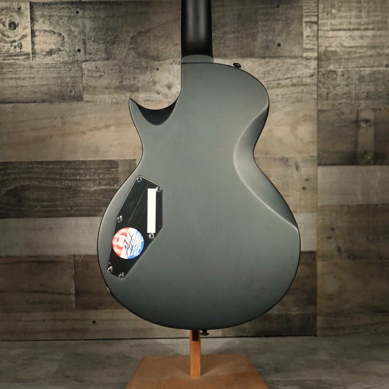 ESP LTD EC-201 Electric Guitar in Black Satin finish â€“ single-cutaway body with mahogany construction, humbucker pickup, and sleek minimalist design