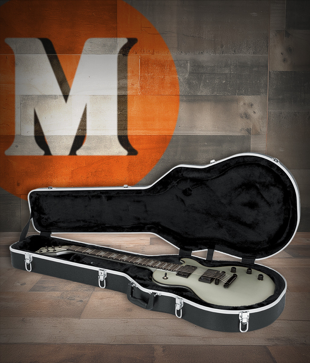 Gator Deluxe ABS Molded Case for Single-Cutaway Electric Guitar featuring rugged ABS exterior, plush padded interior, reinforced latches, molded neck support, and secure protection for single-cut electric guitars.