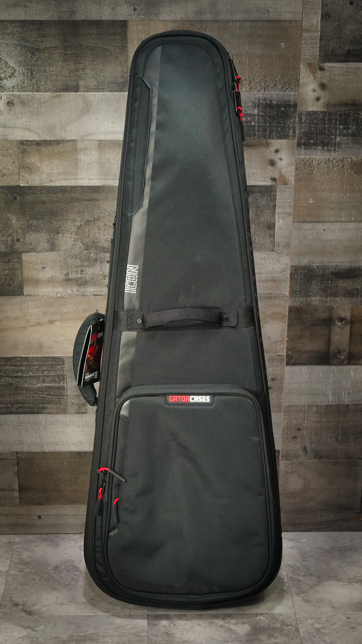 Gator Icon Series Les Paul Guitar Gig Bag - Black featuring premium padded protection, ergonomic straps, durable materials, and sleek design for Les Paul-style guitars.