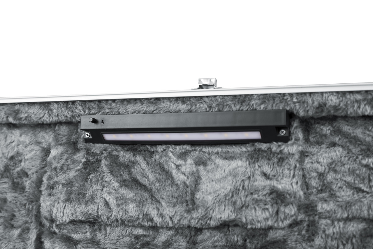 Gator GC-ELECTRIC-LED Deluxe Molded Electric Guitar Case (GC-ELECTRIC-LED) featuring a durable ABS exterior, plush padded interior, heavy-duty latches, and built-in LED lighting for safe nighttime access and superior instrument protection.