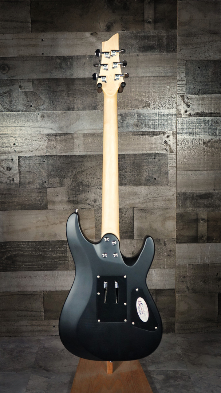 Schecter C-6 FR Deluxe LH Electric Guitar in Satin Black finish - left-handed B-Stock model featuring Floyd Rose bridge, dual humbuckers, and contoured body design