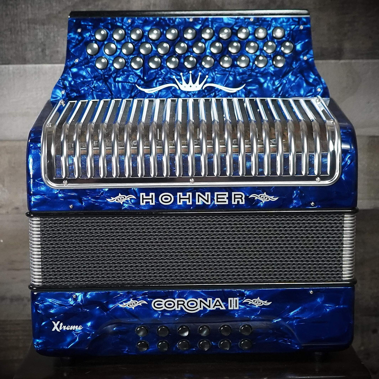 Hohner Corona II Xtreme 34 Button Accordion GCF/SOL Dark Blue (Brand New)