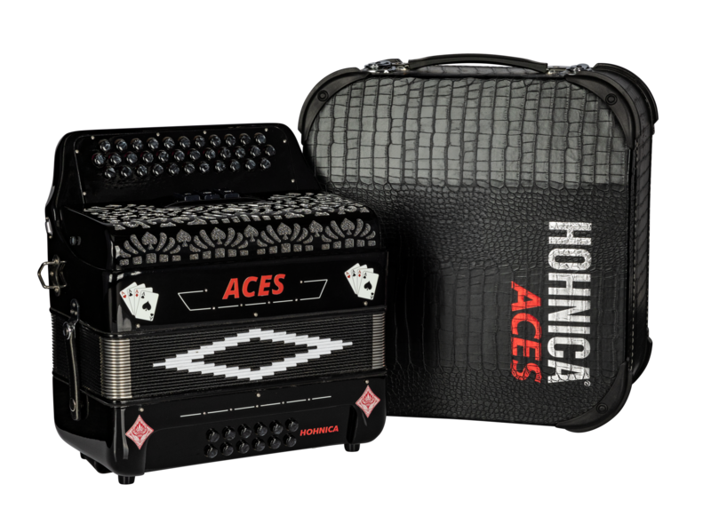 The Hohnica Aces Accordion (ACES II FBK) features a 3-register system with an F-Bb-Eb tonal layout, ideal for Tejano, conjunto, norteÃ±o, and regional Mexican music. Built with durable materials and responsive reeds, it offers strong projection, stable tuning, and comfortable playabilityâ€”making it a solid choice for beginners and developing players.