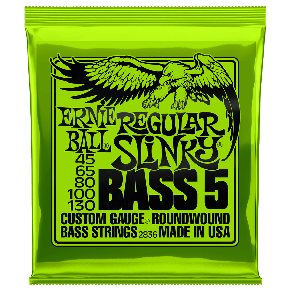Ernie Ball 2836 Regular Slinky Nickel Wound Electric Bass Guitar Strings - .045-.130 5-string | Musician Madness