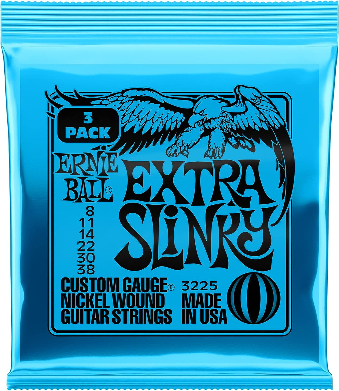 Ernie Ball 2225 Extra Slinky Nickel Wound Electric Guitar Strings - .008-.038