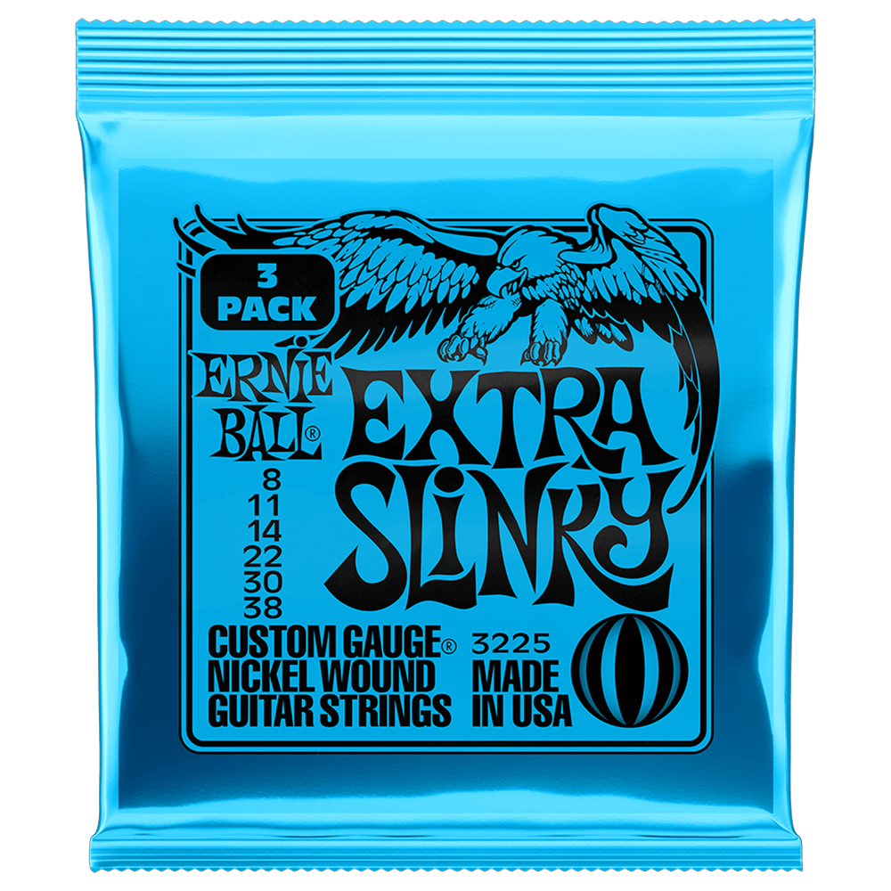 Ernie Ball 2225 Extra Slinky Nickel Wound Electric Guitar Strings - .008-.038