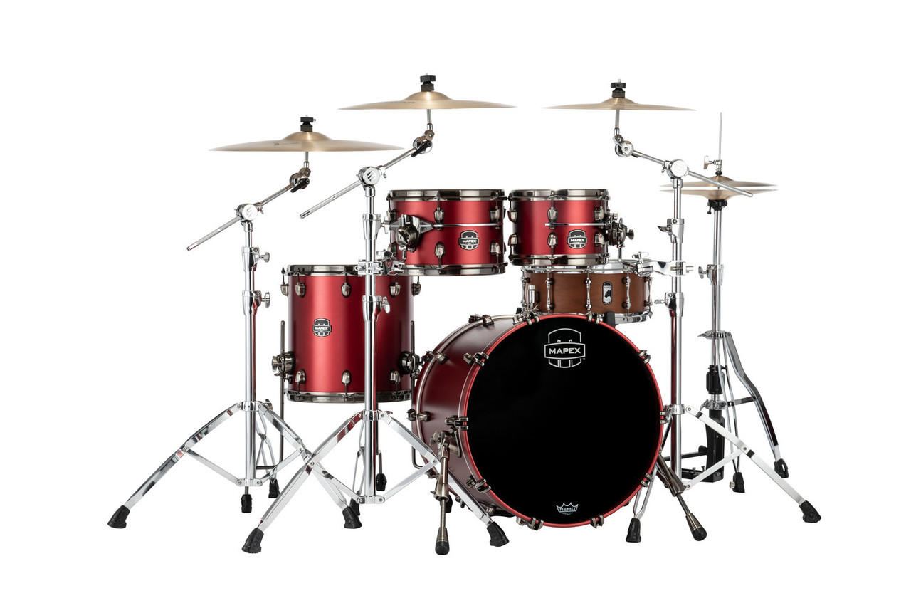 Mapex Saturn Evolution Fusion 4-Piece Shell Pack (No Snare) - Tuscan Red (SE504XMBPA) | Musician Madness