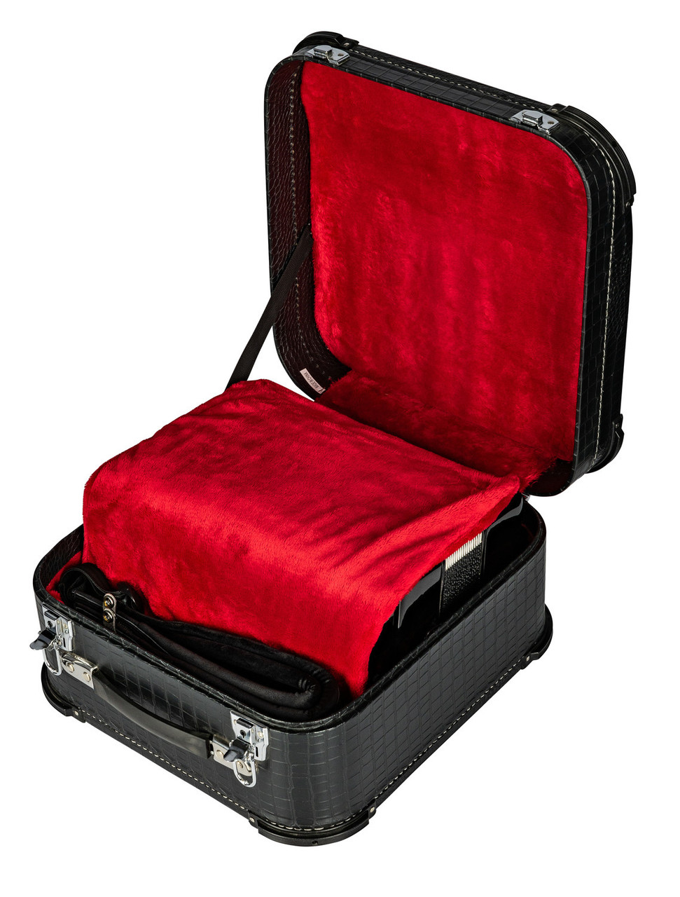 The Hohnica ACES II EAD accordion in black (ACES II EBK) features 3 registers and smooth playability, making it ideal for students and advancing players. Available at Musician Madness.