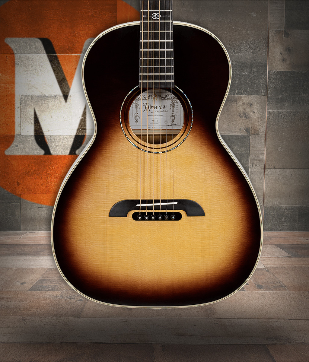 The Yairi Masterworks PYM60 Sunburst is an all-solid parlor acoustic guitar handcrafted in Japan, featuring a solid spruce top, solid mahogany back and sides, and YairiÃ¢â‚¬â„¢s advanced FST6 bracing. The compact parlor body produces a warm, focused voice with exceptional clarity, while the vintage-inspired sunburst finish adds classic appeal. Ideal for fingerstyle, blues, folk, and intimate studio work.
