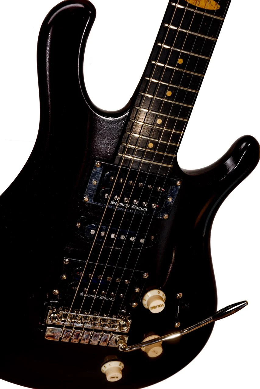 Flaxwood Voima Electric Guitar in Plum Dark Red finish â€“ handcrafted Finnish design with contoured body, dual pickups, and exceptional modern tone