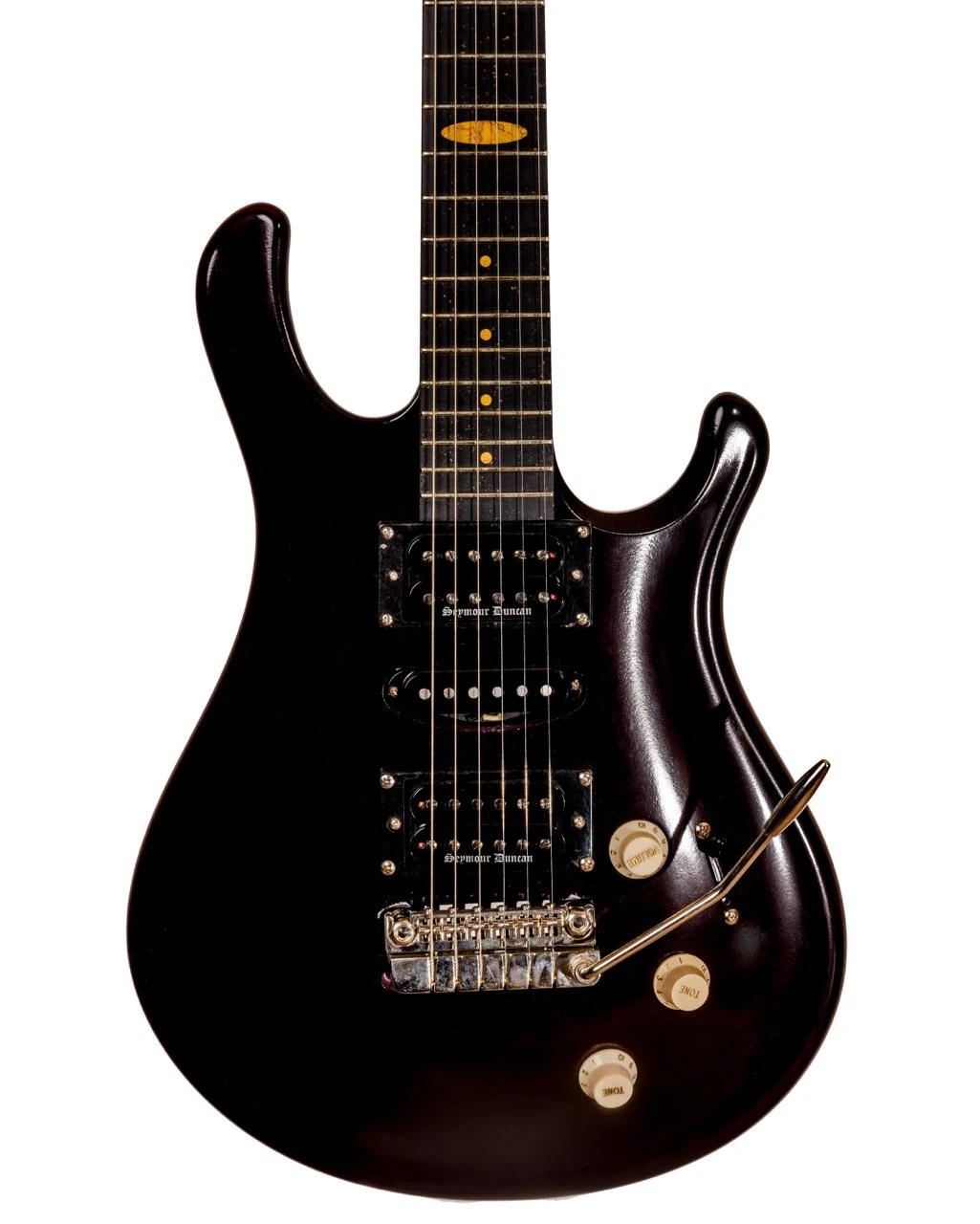 Flaxwood Voima Electric Guitar in Plum Dark Red finish â€“ handcrafted Finnish design with contoured body, dual pickups, and exceptional modern tone