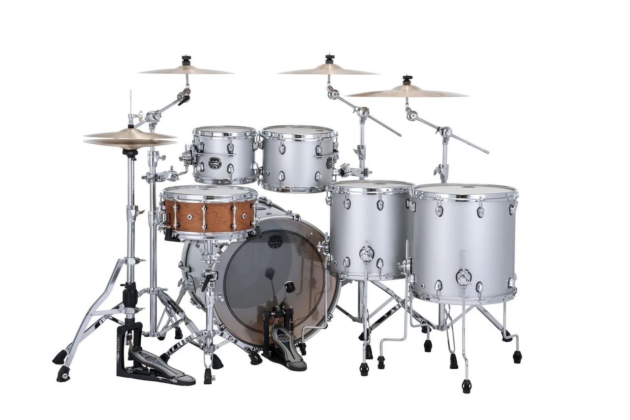 The Mapex Saturn Evolution SE628XMPD Workhorse 5-Piece Shell Pack features hybrid maple/walnut shells engineered for exceptional projection, dynamic clarity, and tonal richness. Finished in Iridium Silver, this kit blends durability with modern aesthetics. Enhanced with SaturnÃ¢â‚¬â„¢s SAS Attack and Resonance systems and SONIClear bearing edges, it delivers consistent tuning, powerful attack, and studio-grade responseÃ¢â‚¬â€ideal for professional drummers.