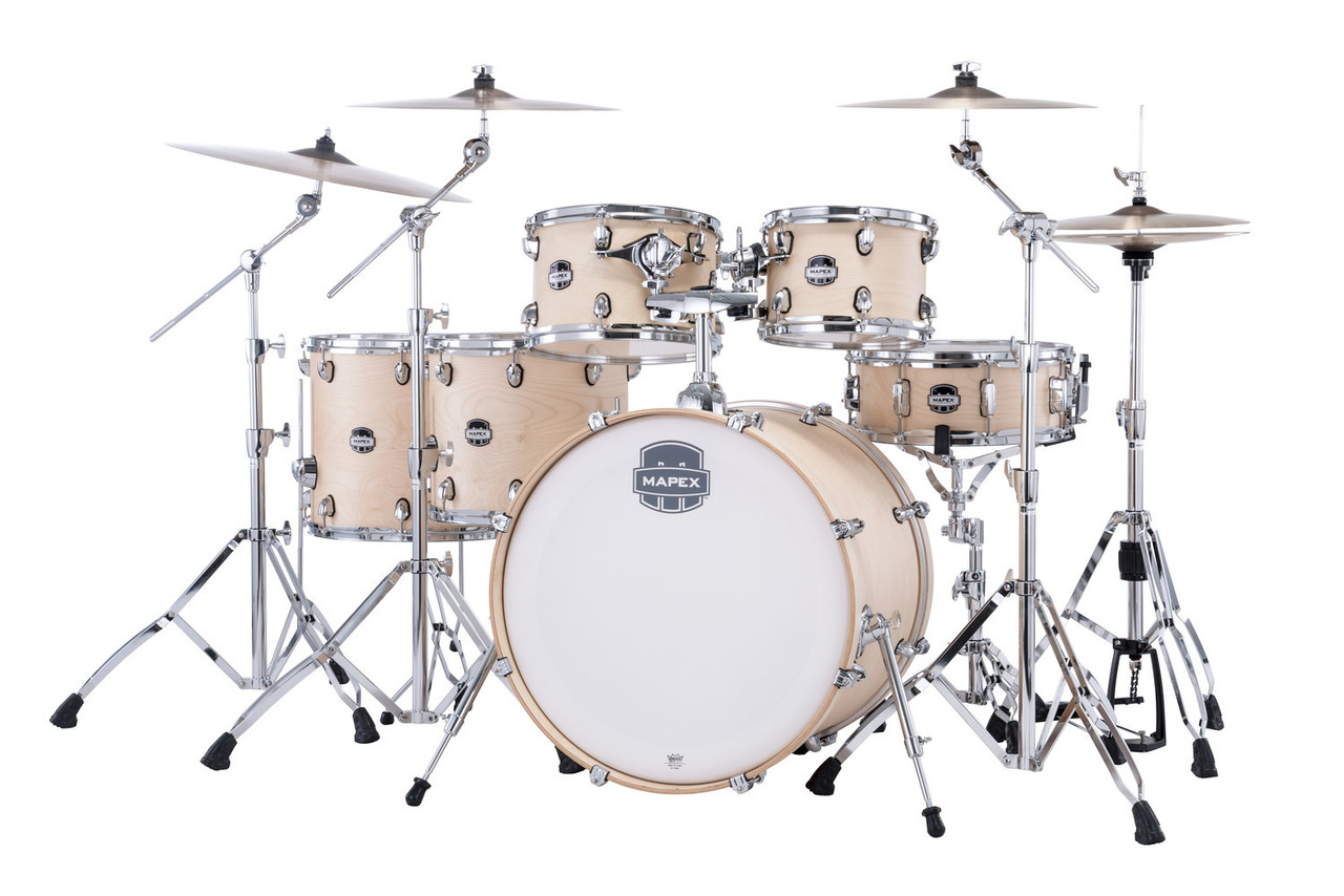 The Mapex Mars Maple MM628SFUNW Studioease Shell Pack includes 100% maple shells for warm, resonant tone with smooth mids and articulate highs. The Studioease configuration provides fast tom sizes for improved response and clarity. Finished in elegant Natural Satin, the kit also features SONIClear bearing edges for easier tuning and maximum tonal consistencyâ€”ideal for recording studios, gigging drummers, and players seeking premium performance at an exceptional value.