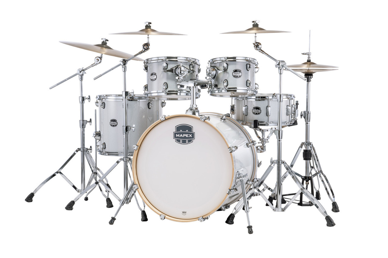 The Mapex Mars Birch MA529SFDT 5-Piece Rock Shell Pack features 100% birch shells that provide fast attack, focused lows, and crisp projection. The rock-size configuration delivers powerful punch for louder genres, while the Diamond Sparkle finish adds standout stage presence. SONIClear bearing edges improve tuning stability and maximize head-to-shell contact, making this an ideal choice for drummers seeking pro-level tone at an unbeatable value.