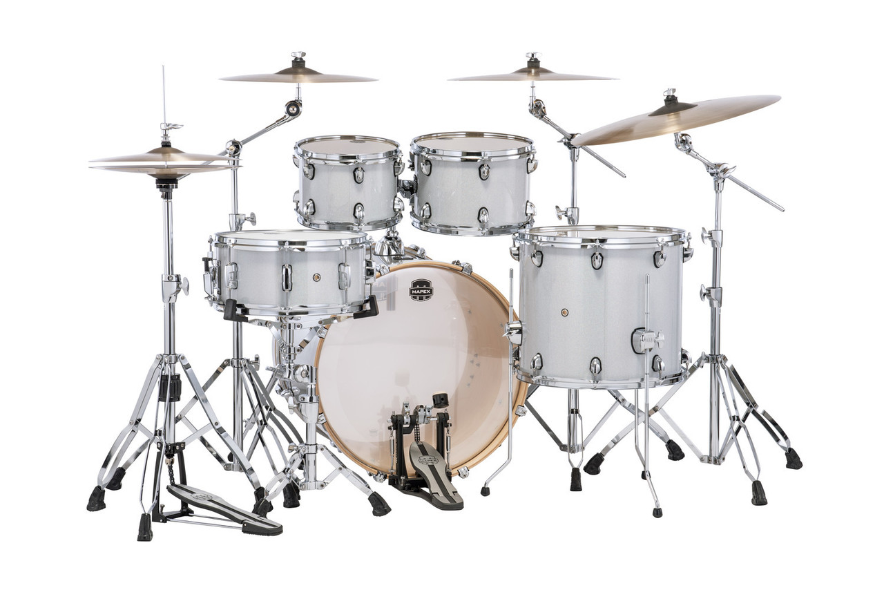 The Mapex Mars Birch MA529SFDT 5-Piece Rock Shell Pack features 100% birch shells that provide fast attack, focused lows, and crisp projection. The rock-size configuration delivers powerful punch for louder genres, while the Diamond Sparkle finish adds standout stage presence. SONIClear bearing edges improve tuning stability and maximize head-to-shell contact, making this an ideal choice for drummers seeking pro-level tone at an unbeatable value.