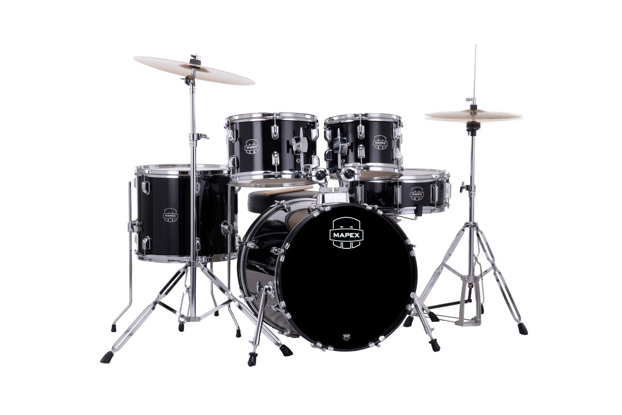 Mapex Comet Drum Set 5-Piece Complete Setup - 18 In. Bass Drum Dark Black (CM5844FTCDK) | Musician Madness