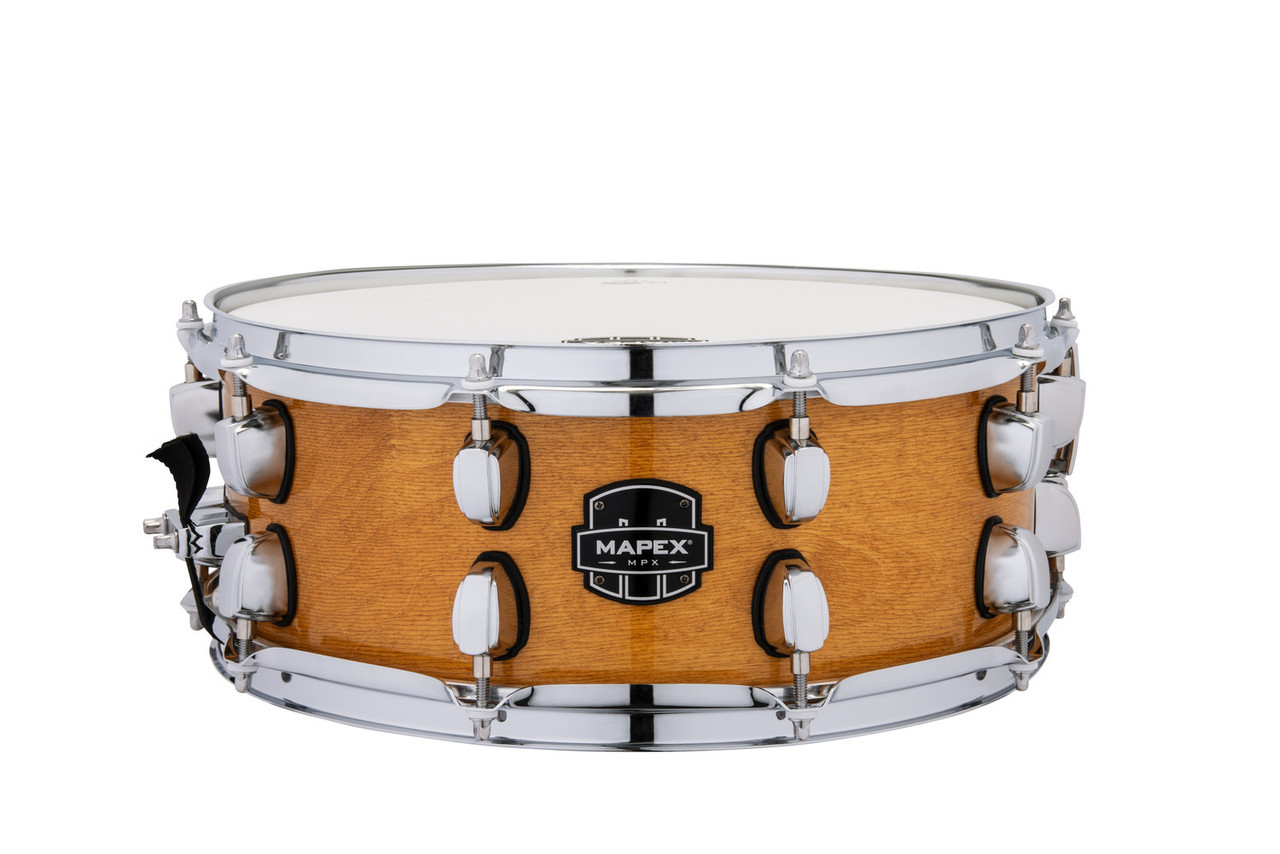 Mapex MPX Maple/Poplar 14" x 5.5" Snare Drum – Natural (MPNMP4550CNL) featuring a hybrid maple/poplar shell for crisp attack, smooth tone, and reliable all-purpose performance.