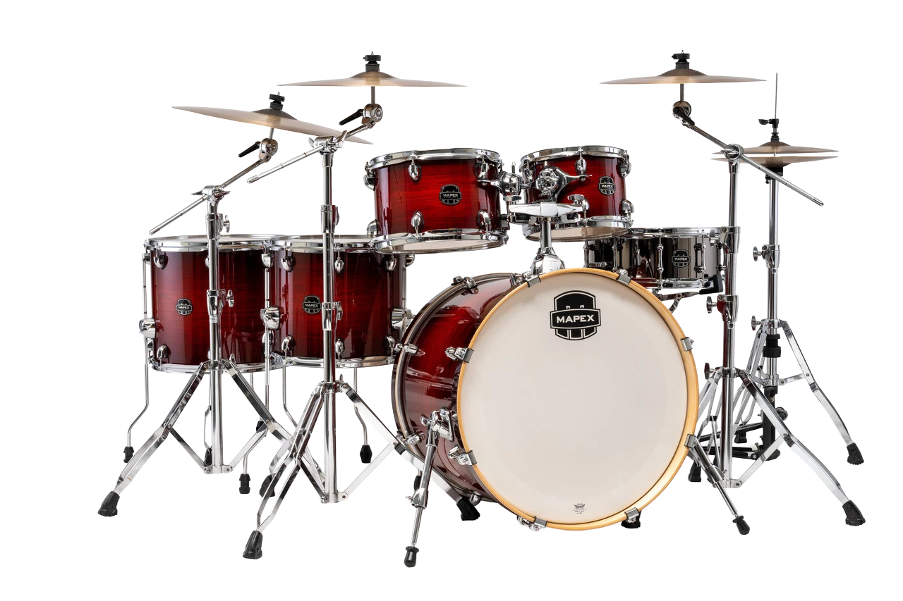 The Mapex Armory AR628SFUVNR Studioease Shell Pack features fast tom configurations with hybrid birch/maple shells to deliver punchy attack, rich warmth, and controlled resonance. Finished in a striking Red Onyx Burst with high-gloss depth, this kit includes SONIClear bearing edges for easy tuning and enhanced head-to-shell contactÃ¢â‚¬â€ideal for studio recording, live performance, and modern drummers seeking both power and precision.