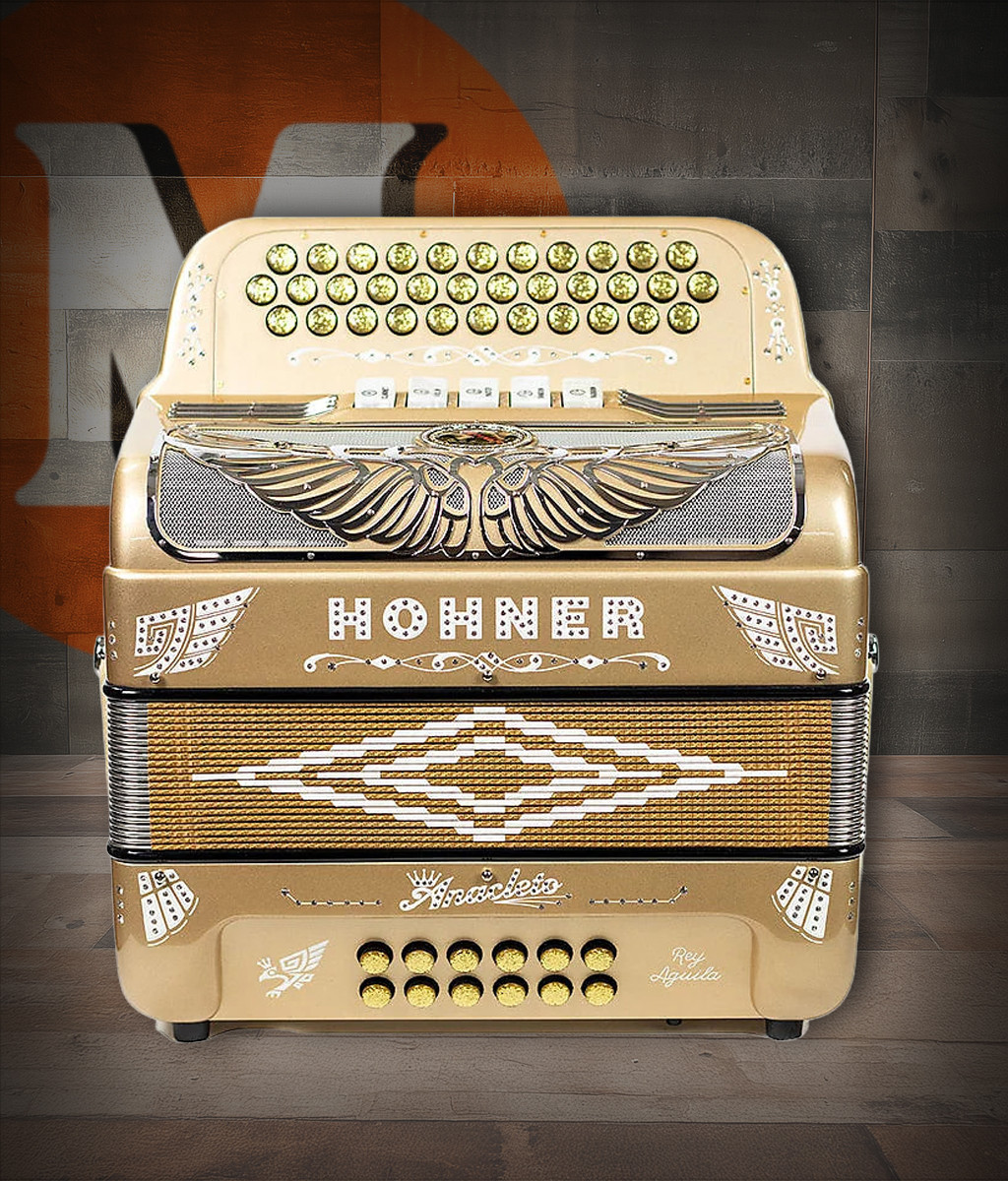 Hohner Anacleto Rey Aguila RA TTS FBbEb/EAD Two-Tone Compact Accordion Gold Chrome