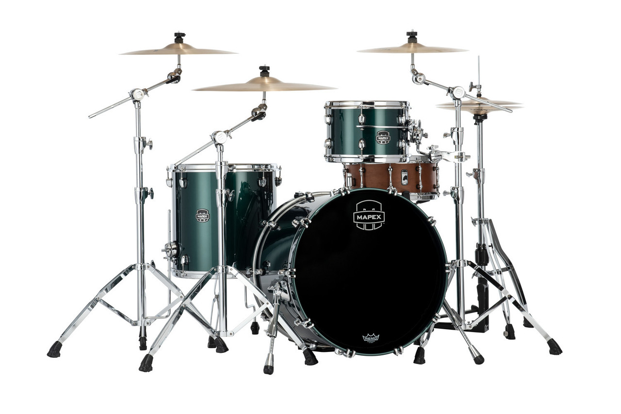 Mapex Saturn Evolution Hybrid Organic Rock 3-Piece Shell Pack (No Snare) - Brunswick Green (SE426XHPQ) | Musician Madness
