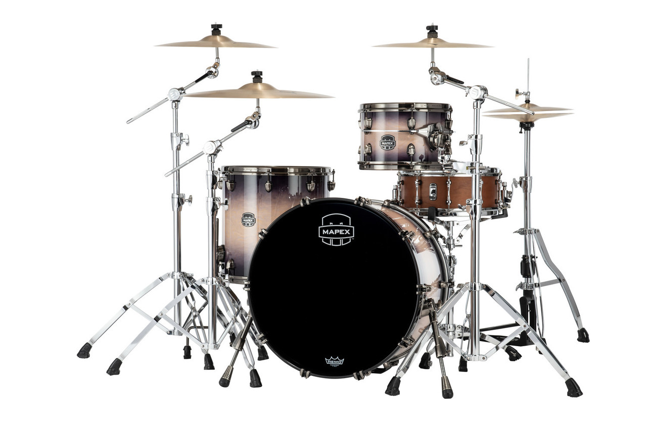 Mapex SE426XHBPZ Saturn Evolution Hybrid Organic Rock 3-Piece Shell Pack in Exotic Violet Burst finish, snare not included.