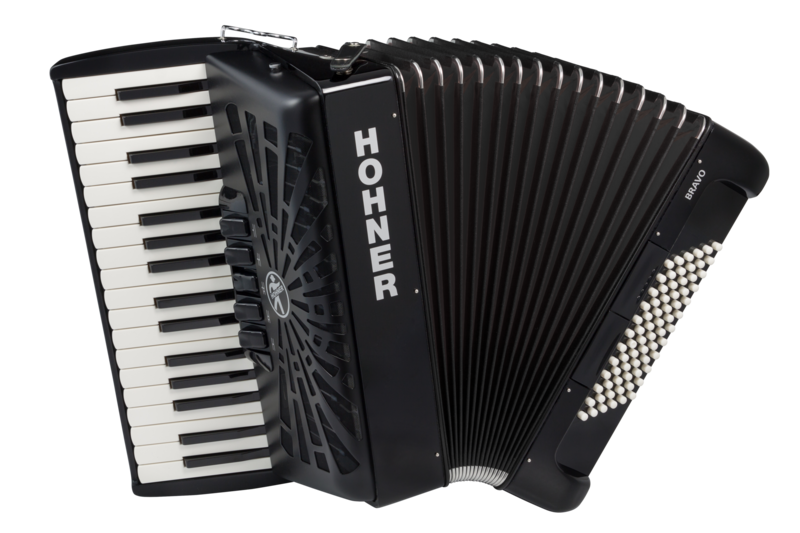 Experience the power and precision of the Hohner Bravo III 72 Jet Black Accordionâ€”German-built excellence for students and pros. Shop Musician Madness today!