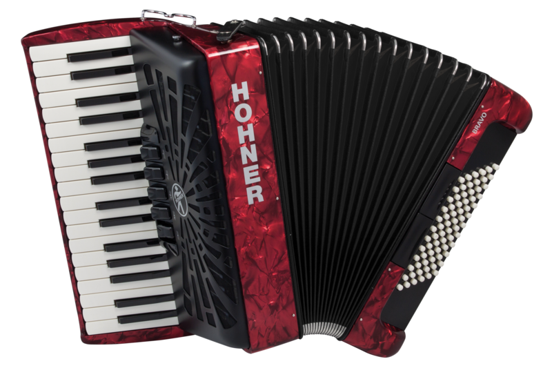 Discover the Hohner Bravo III 72 Pearl Red Accordionâ€”exceptional tone, German craftsmanship, and smooth playability. Free shipping at Musician Madness!